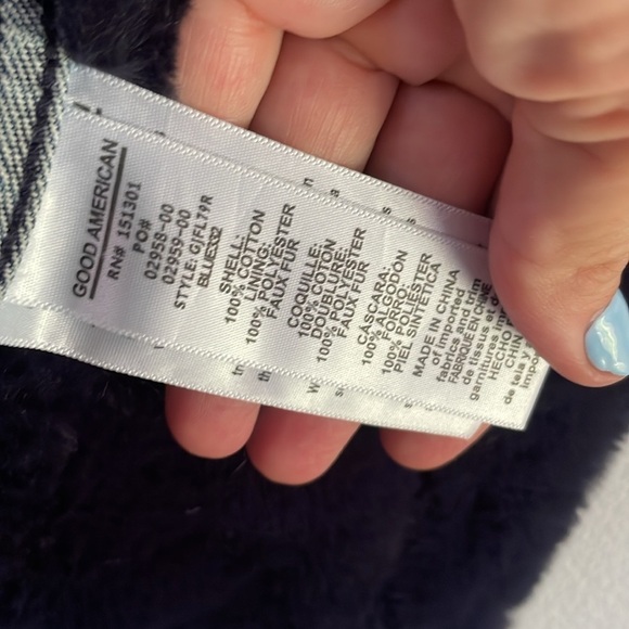 Good American Denim Jean Jacket with Faux Fur Trim Size 0 - Picture 12 of 14